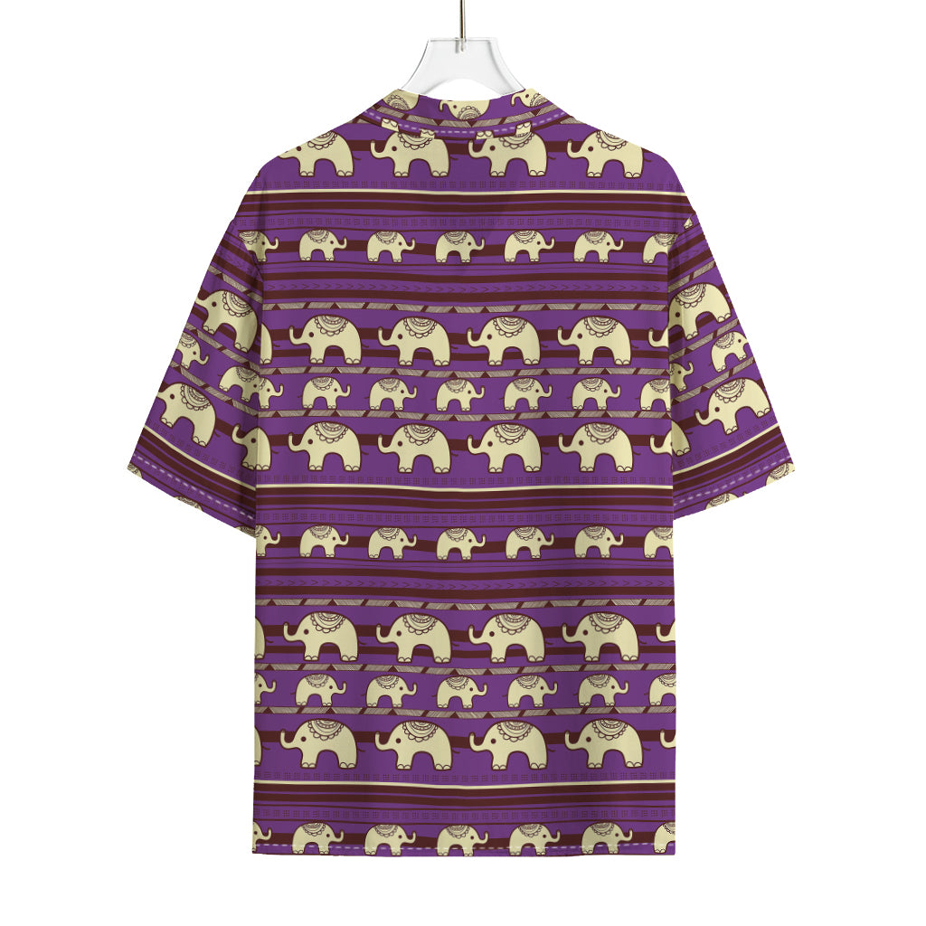 Cute Indian Tribal Elephant Print Rayon Hawaiian Shirt
