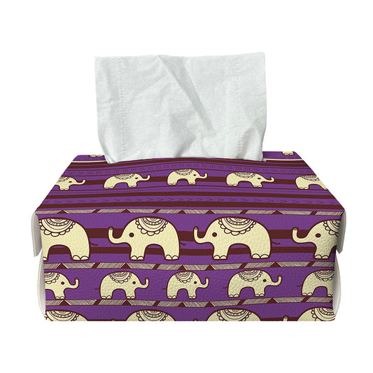 Cute Indian Tribal Elephant Print Rectangle Tissue Box Cover