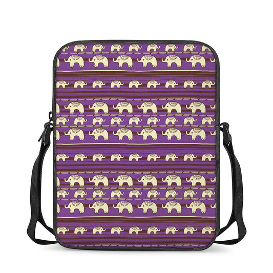 Cute Indian Tribal Elephant Print Rectangular Crossbody Bag