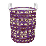 Cute Indian Tribal Elephant Print Round Laundry Basket