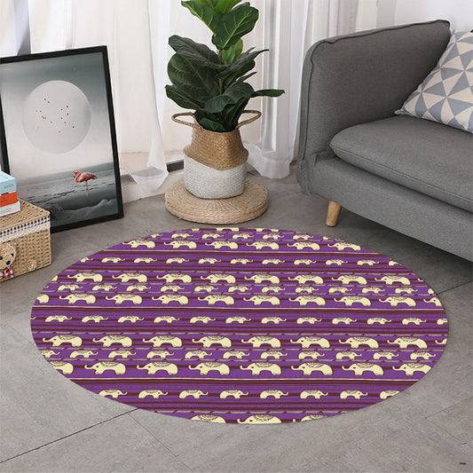 Cute Indian Tribal Elephant Print Round Rug