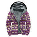 Cute Indian Tribal Elephant Print Sherpa Lined Zip Up Hoodie