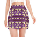 Cute Indian Tribal Elephant Print Side Slit Mini Skirt