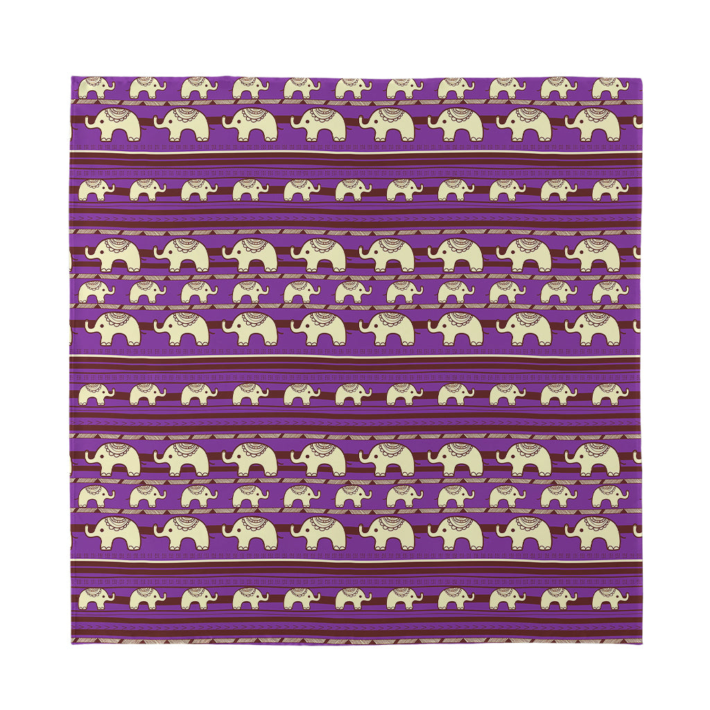 Cute Indian Tribal Elephant Print Silk Bandana