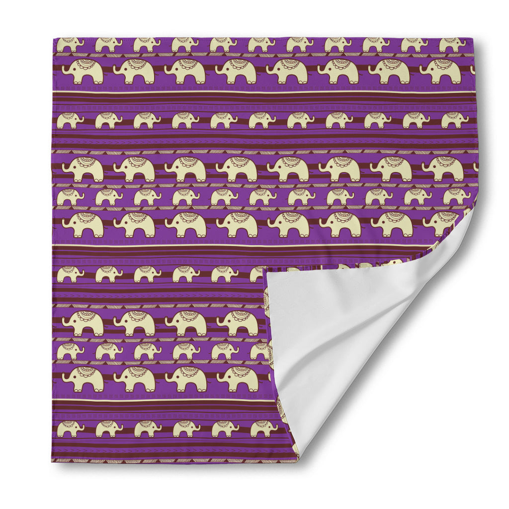 Cute Indian Tribal Elephant Print Silk Bandana