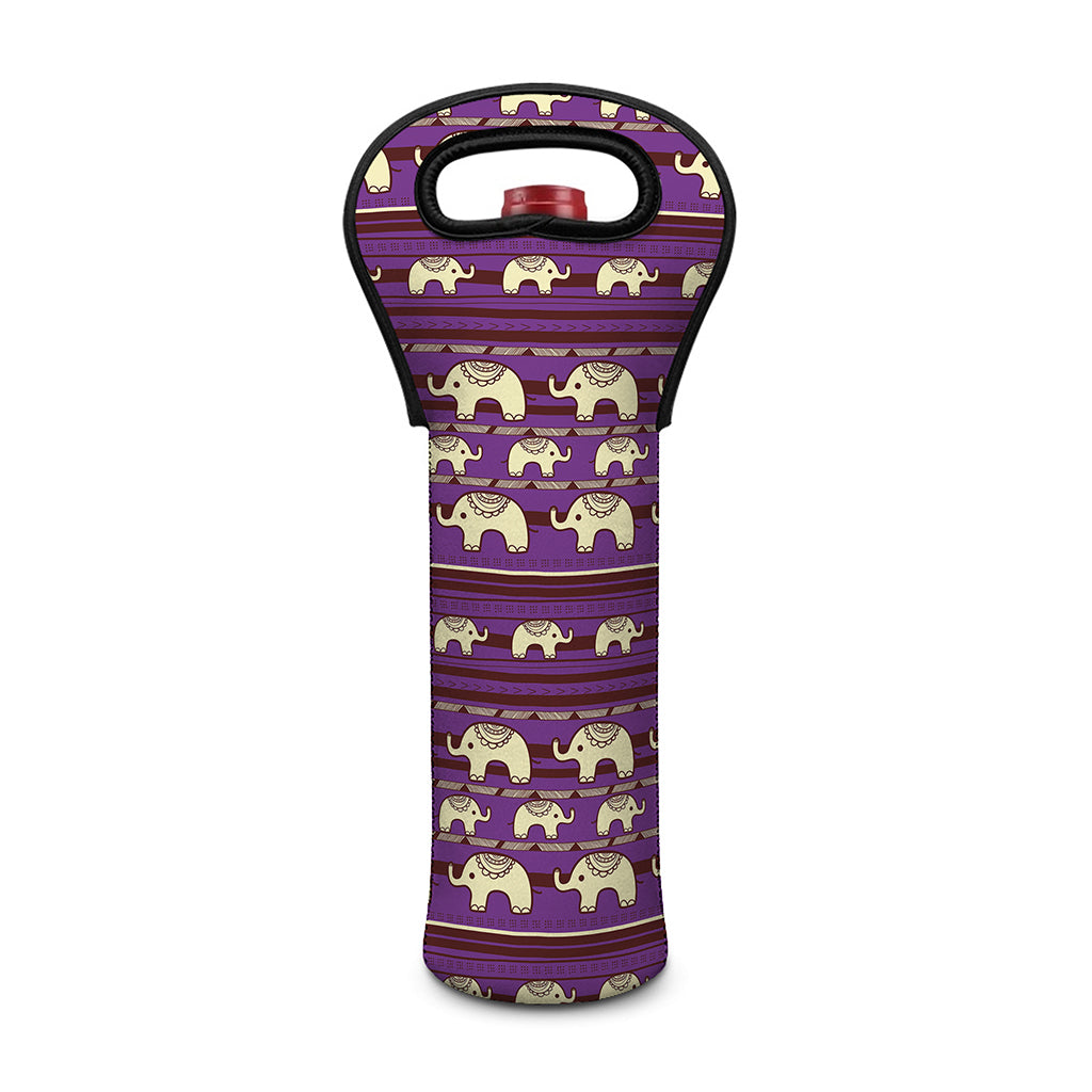 Cute Indian Tribal Elephant Print Single Neoprene Wine Tote