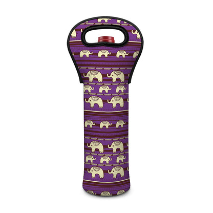 Cute Indian Tribal Elephant Print Single Neoprene Wine Tote