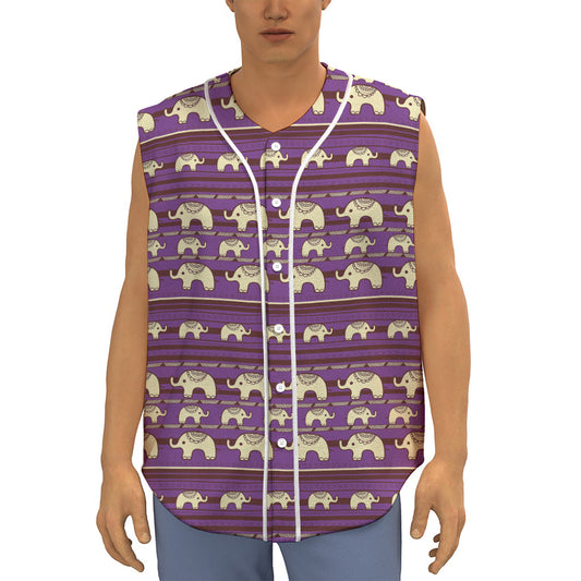 Cute Indian Tribal Elephant Print Sleeveless Baseball Jersey
