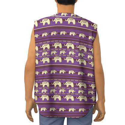 Cute Indian Tribal Elephant Print Sleeveless Baseball Jersey