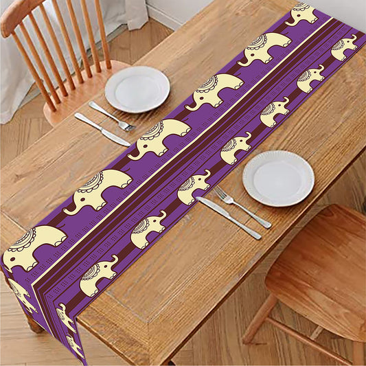 Cute Indian Tribal Elephant Print Table Runner