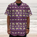 Cute Indian Tribal Elephant Print Textured Short Sleeve Shirt