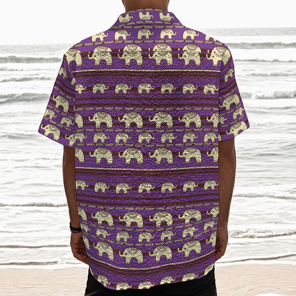 Cute Indian Tribal Elephant Print Textured Short Sleeve Shirt
