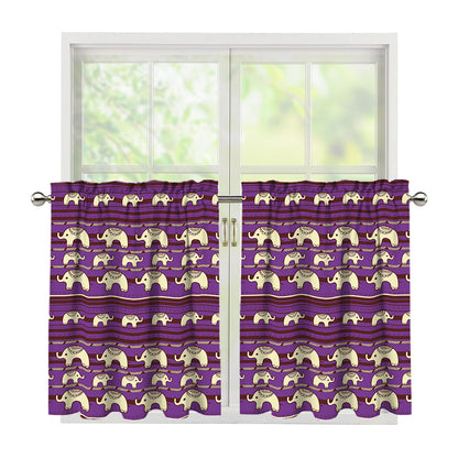 Cute Indian Tribal Elephant Print Tier Curtains