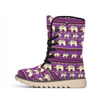 Cute Indian Tribal Elephant Print Winter Boots