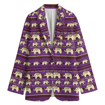 Cute Indian Tribal Elephant Print Women's Blazer