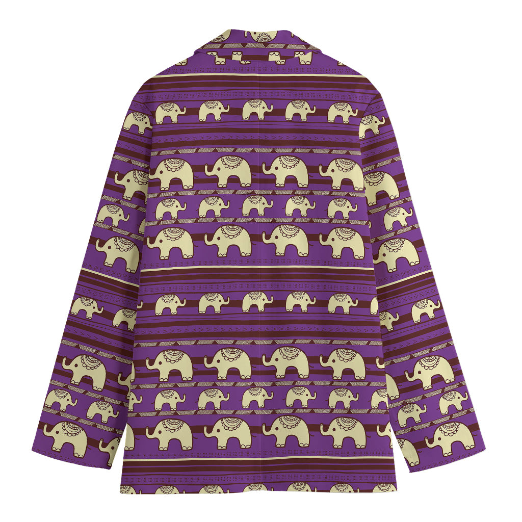 Cute Indian Tribal Elephant Print Women's Blazer