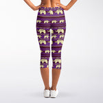 Cute Indian Tribal Elephant Print Women's Capri Leggings