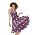 Cute Indian Tribal Elephant Print Sleeveless Knee Length Dress