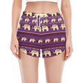 Cute Indian Tribal Elephant Print Women's Split Running Shorts