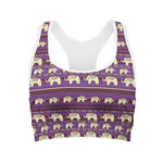 Cute Indian Tribal Elephant Print Women's Sports Bra