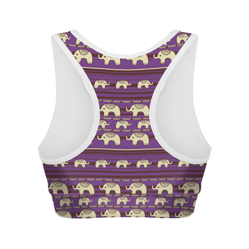 Cute Indian Tribal Elephant Print Women's Sports Bra