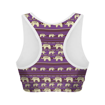 Cute Indian Tribal Elephant Print Women's Sports Bra