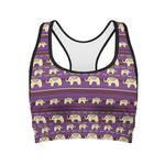 Cute Indian Tribal Elephant Print Women's Sports Bra