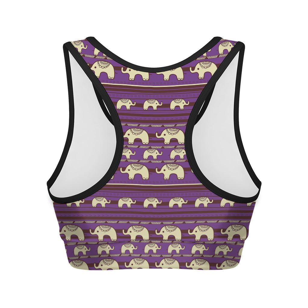 Cute Indian Tribal Elephant Print Women's Sports Bra