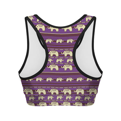 Cute Indian Tribal Elephant Print Women's Sports Bra