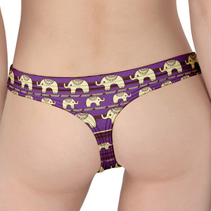 Cute Indian Tribal Elephant Print Women's Thong