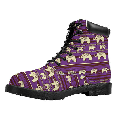 Cute Indian Tribal Elephant Print Work Boots