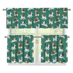 Cute Jack Russell Terrier Pattern Print 3 Piece Kitchen Curtains