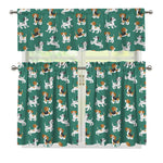 Cute Jack Russell Terrier Pattern Print 3 Piece Kitchen Curtains