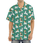 Cute Jack Russell Terrier Pattern Print Aloha Shirt