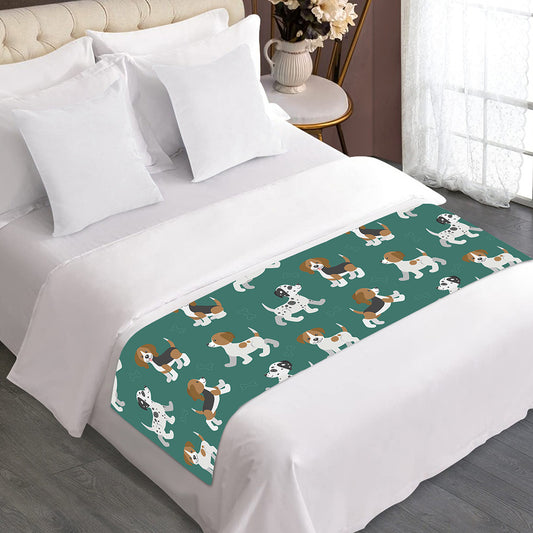 Cute Jack Russell Terrier Pattern Print Bed Runner