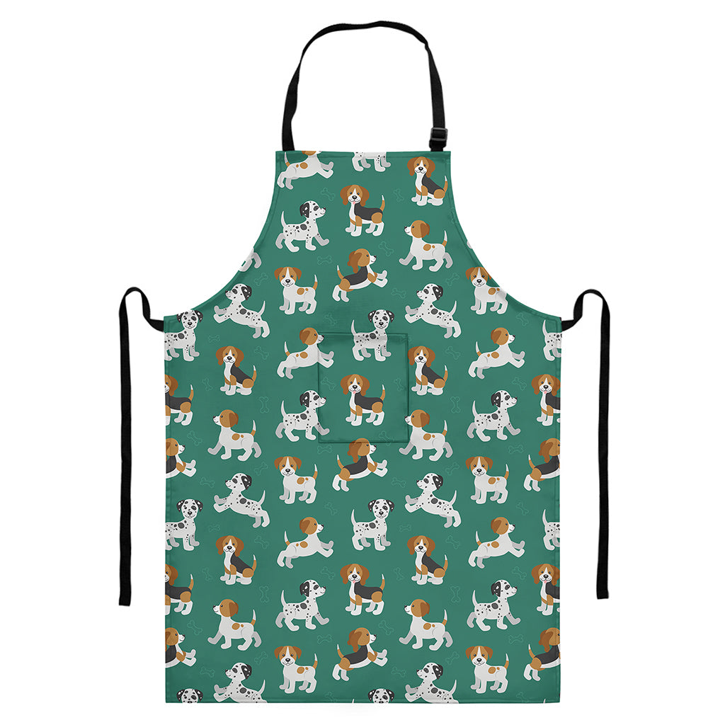 Cute Jack Russell Terrier Pattern Print Bib Apron With Pocket