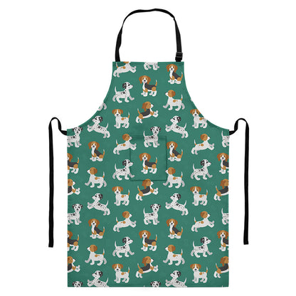 Cute Jack Russell Terrier Pattern Print Bib Apron With Pocket