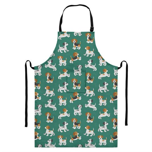 Cute Jack Russell Terrier Pattern Print Bib Apron With Pocket