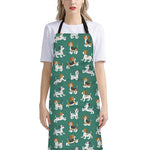 Cute Jack Russell Terrier Pattern Print Bib Apron With Pocket