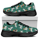 Cute Jack Russell Terrier Pattern Print Black Chunky Shoes