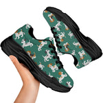 Cute Jack Russell Terrier Pattern Print Black Chunky Shoes