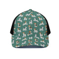 Cute Jack Russell Terrier Pattern Print Black Mesh Trucker Hat