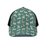 Cute Jack Russell Terrier Pattern Print Black Mesh Trucker Cap