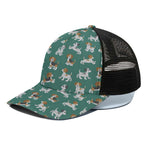 Cute Jack Russell Terrier Pattern Print Black Mesh Trucker Cap