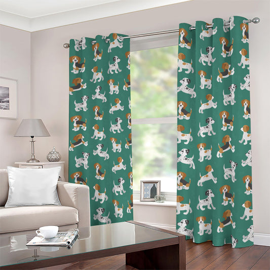 Cute Jack Russell Terrier Pattern Print Blackout Grommet Curtains