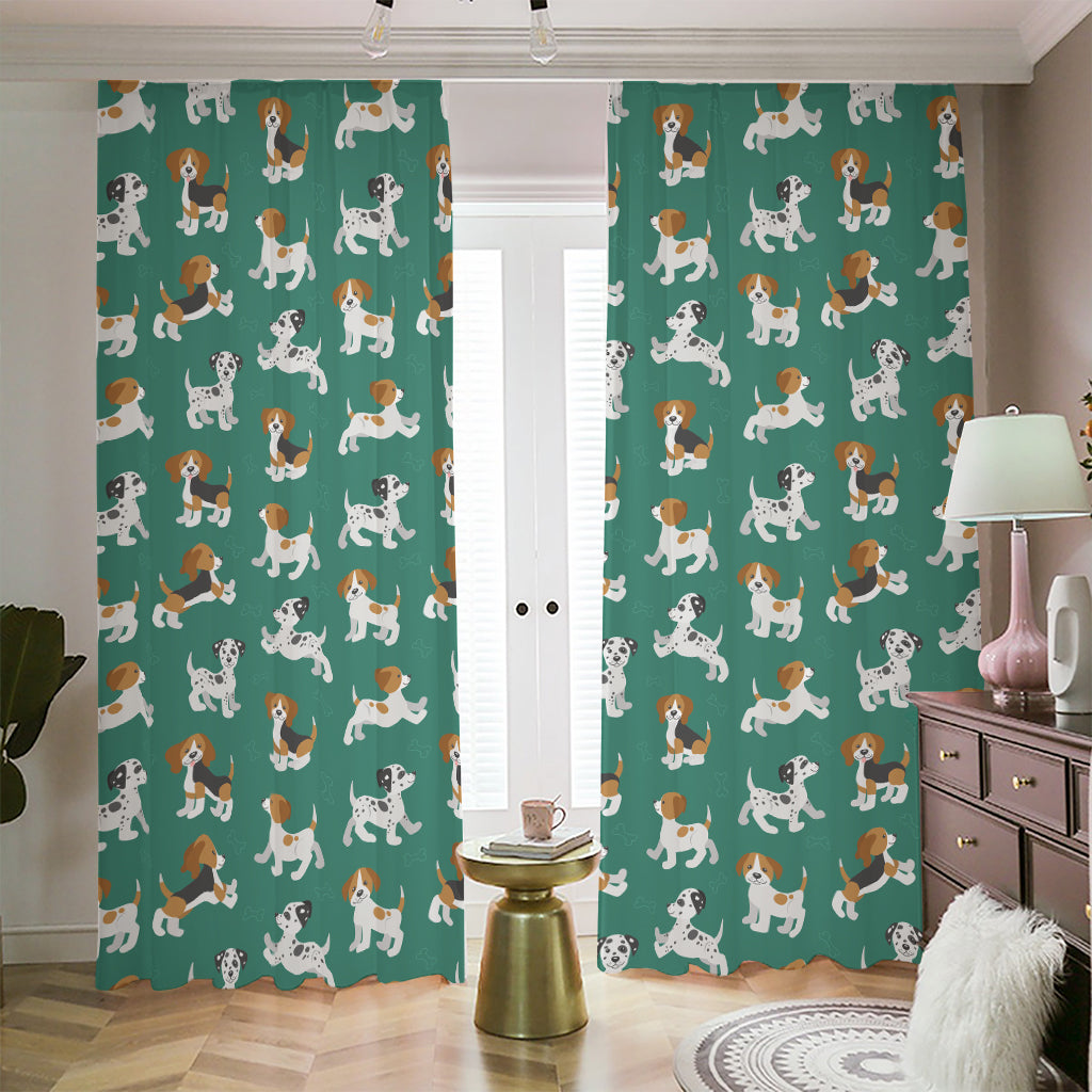 Cute Jack Russell Terrier Pattern Print Blackout Pencil Pleat Curtains