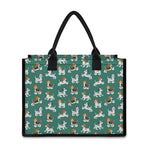 Cute Jack Russell Terrier Pattern Print Canvas Tote Bag