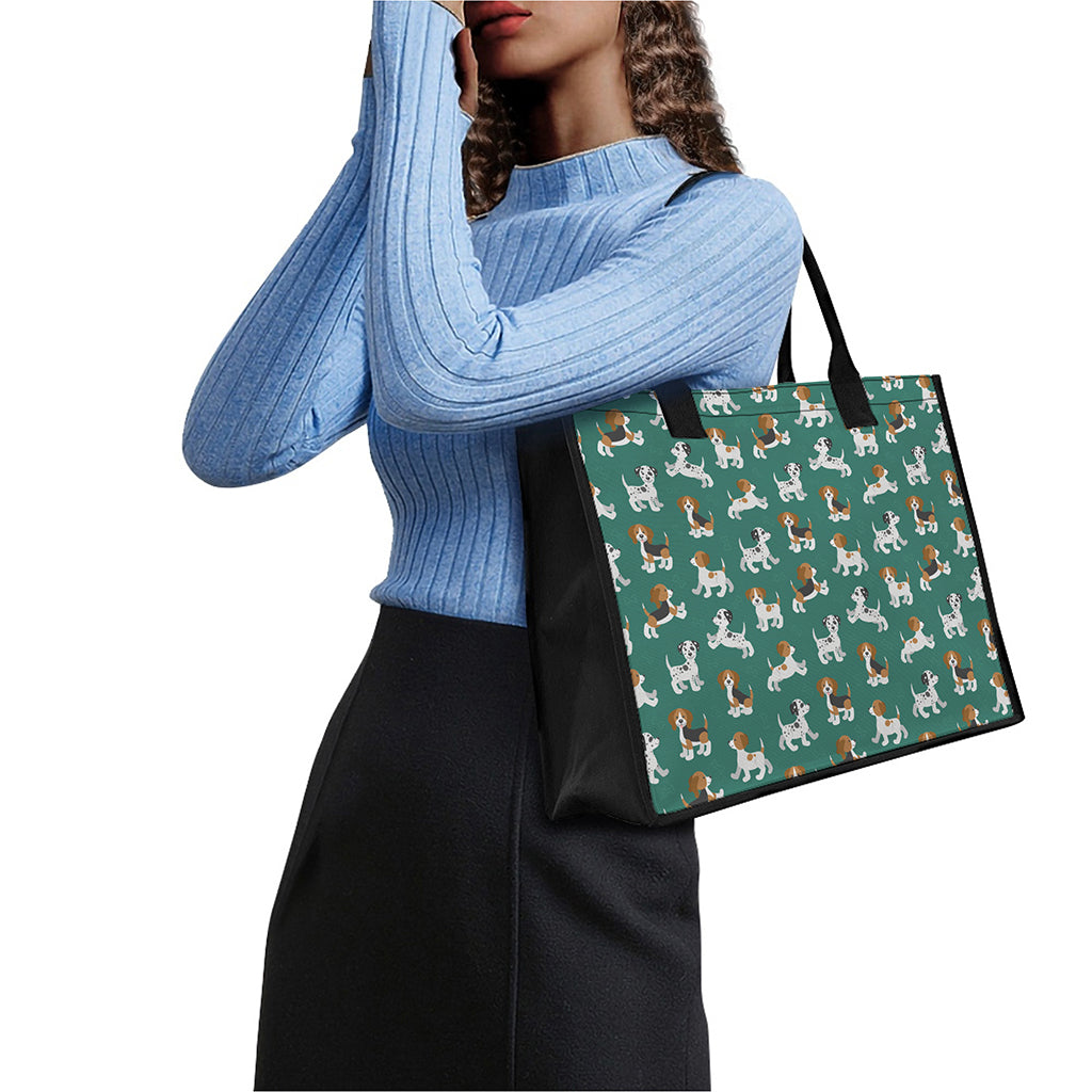 Cute Jack Russell Terrier Pattern Print Canvas Tote Bag