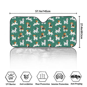 Cute Jack Russell Terrier Pattern Print Car Windshield Sun Shade