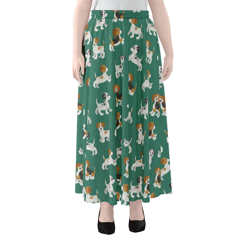 Cute Jack Russell Terrier Pattern Print Chiffon Maxi Skirt